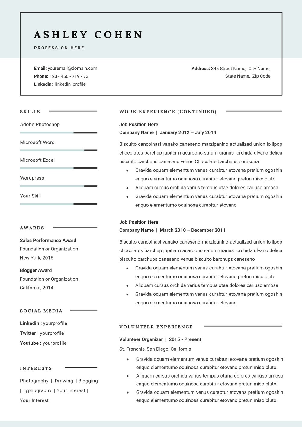 resume template ashley cohen 8 401