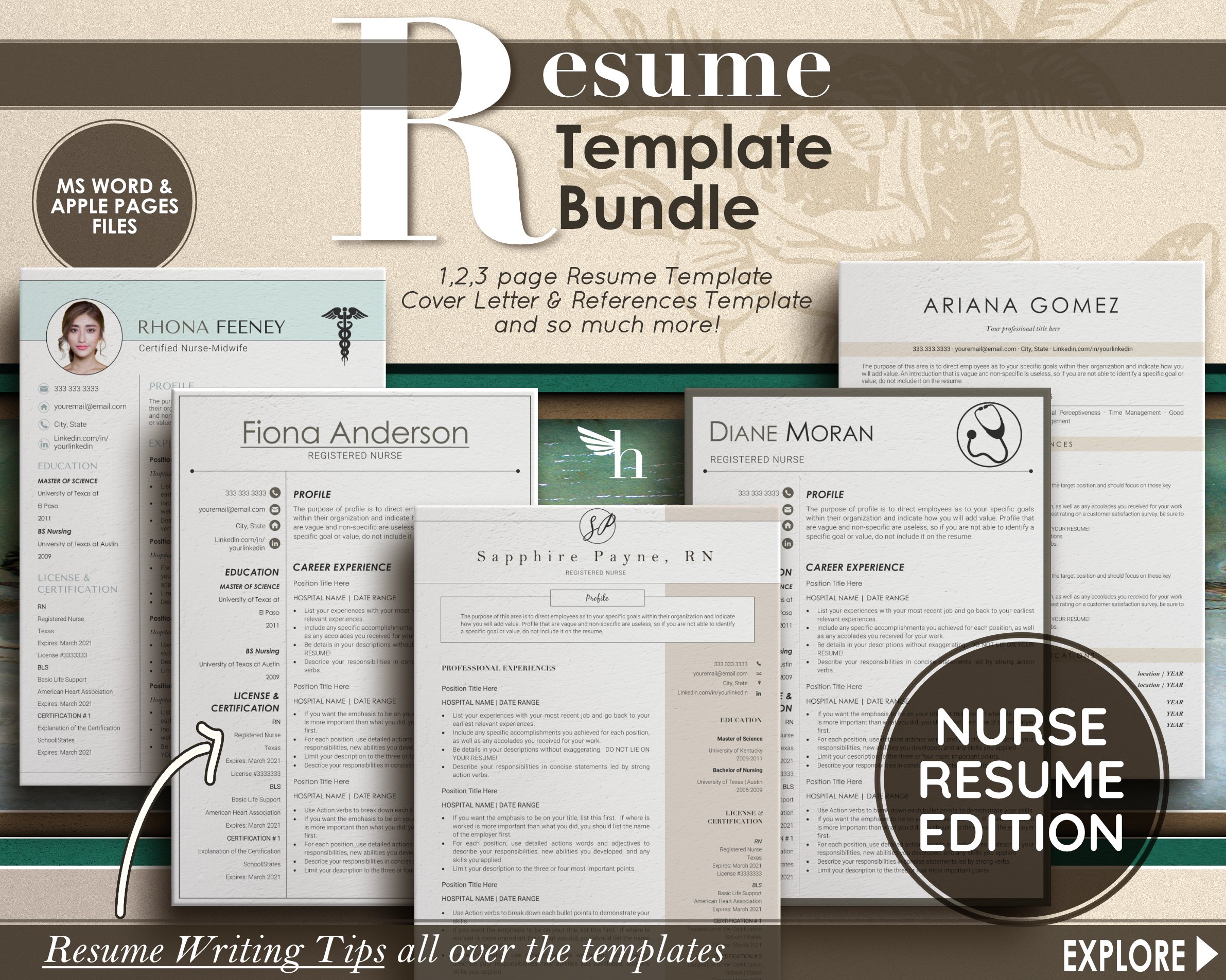 Bunch of resume templates on a table.