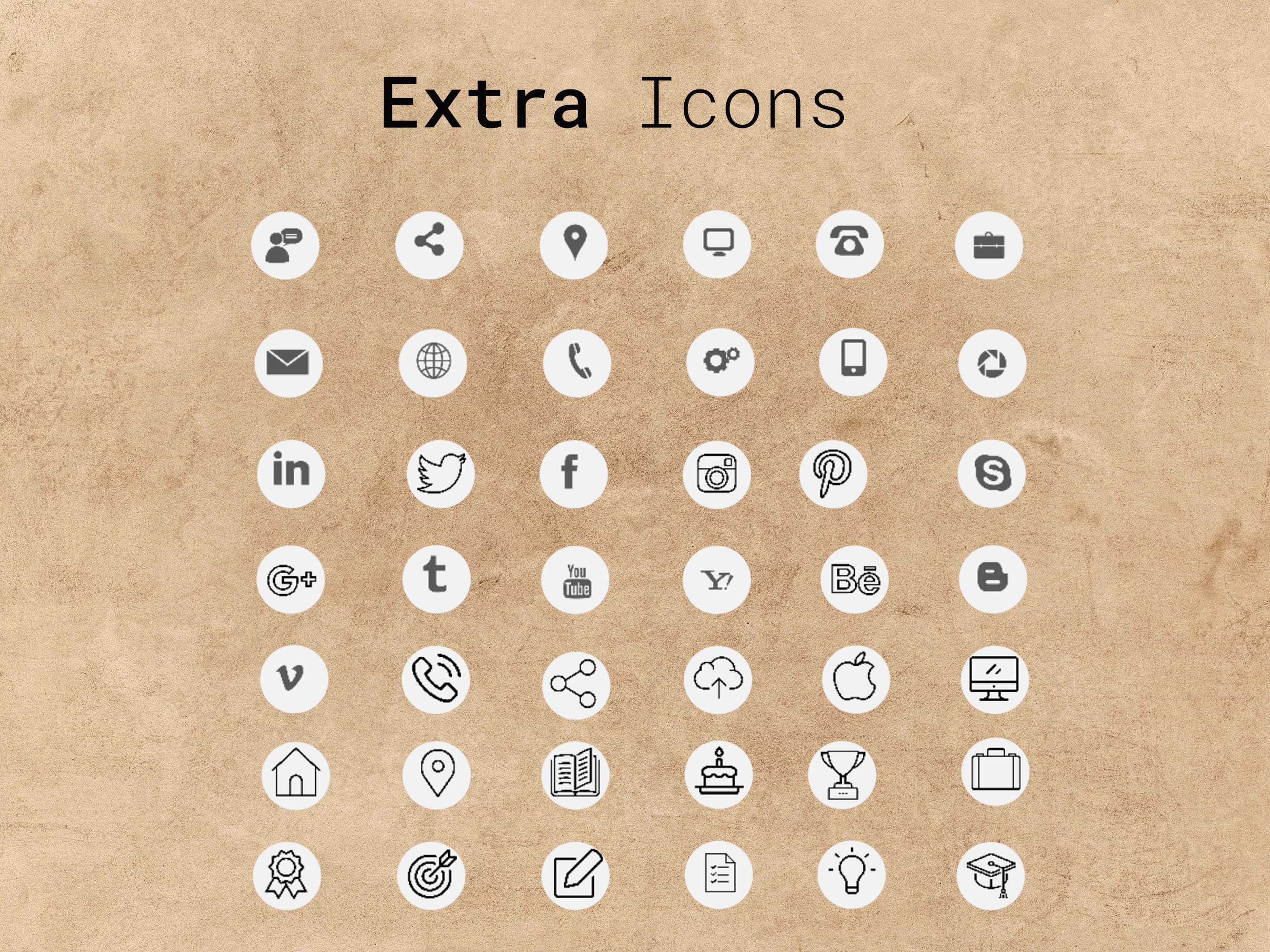 Bunch of different icons on a piece of paper.