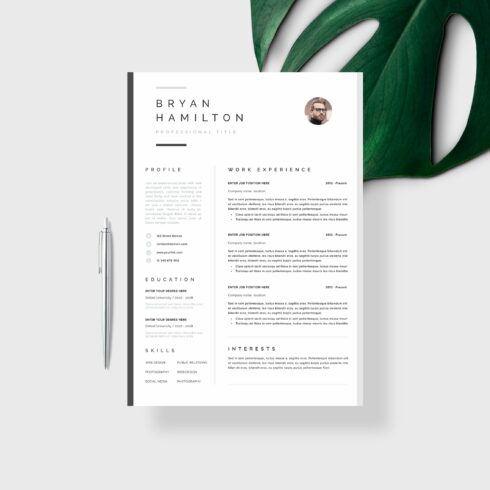 Resume Template 1, 2 page | Hamburg cover image.