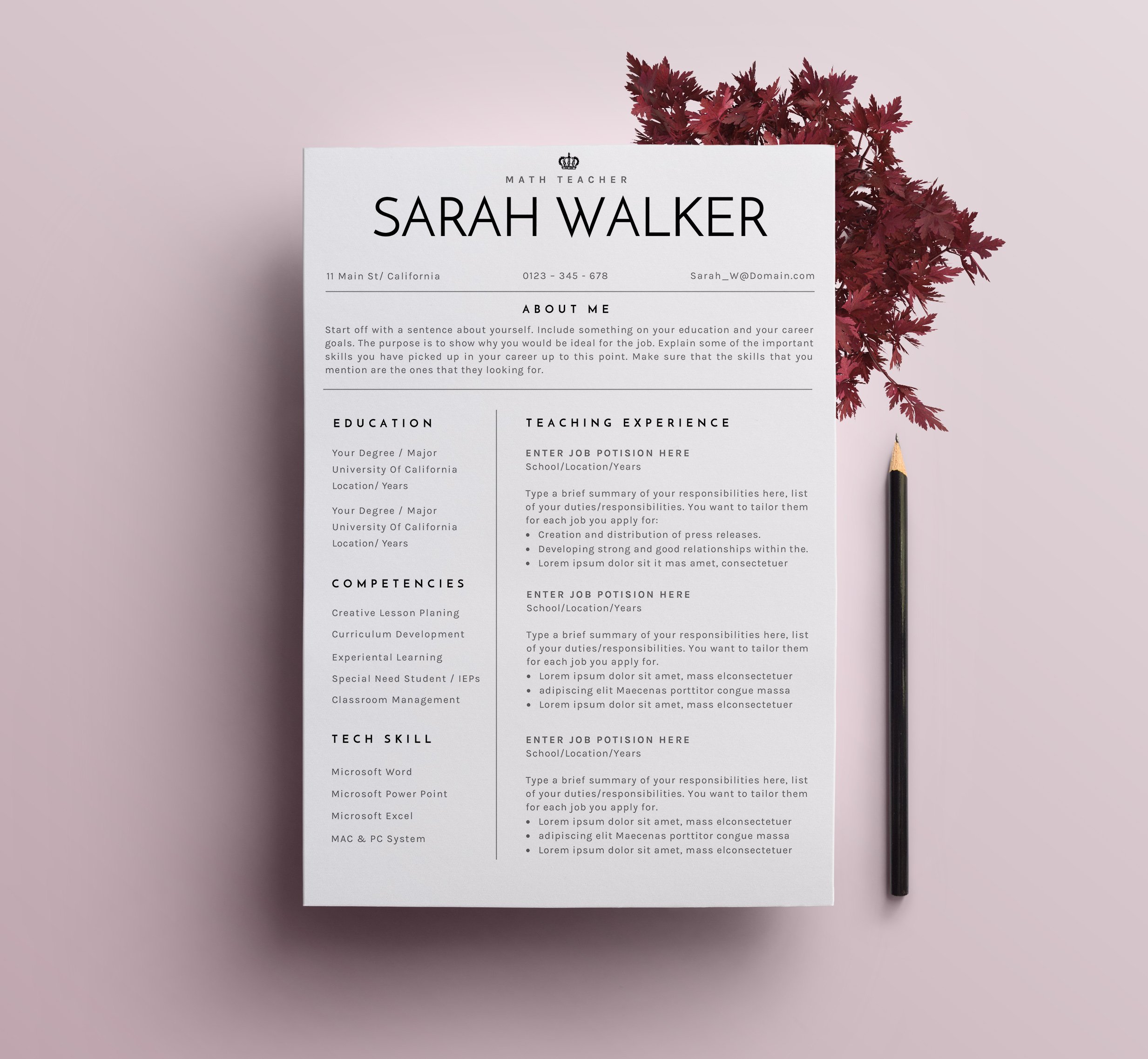 Resume / CV Teacher Edition - 2 cover image.