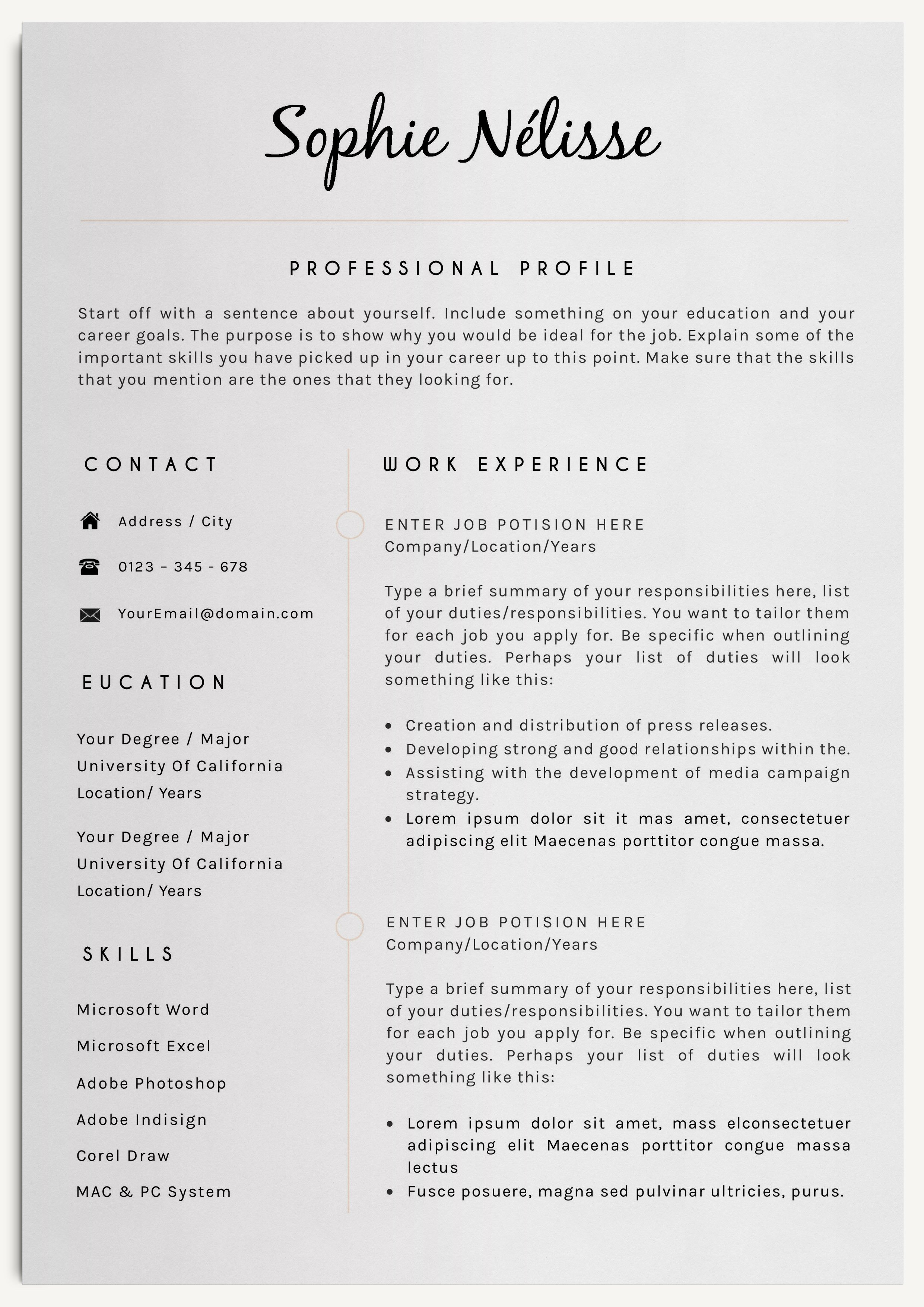 resume template one page 883
