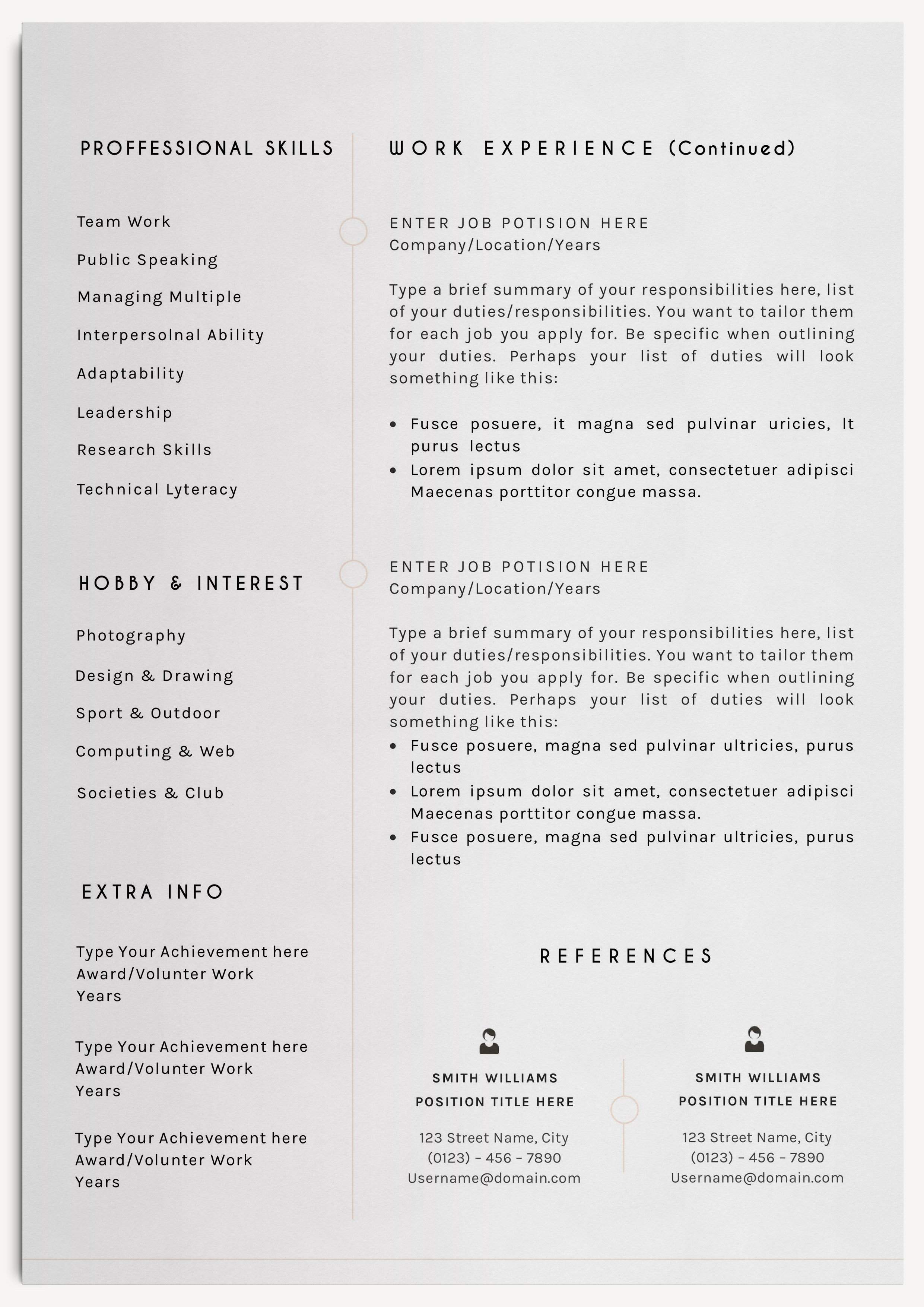 resume template second page 701