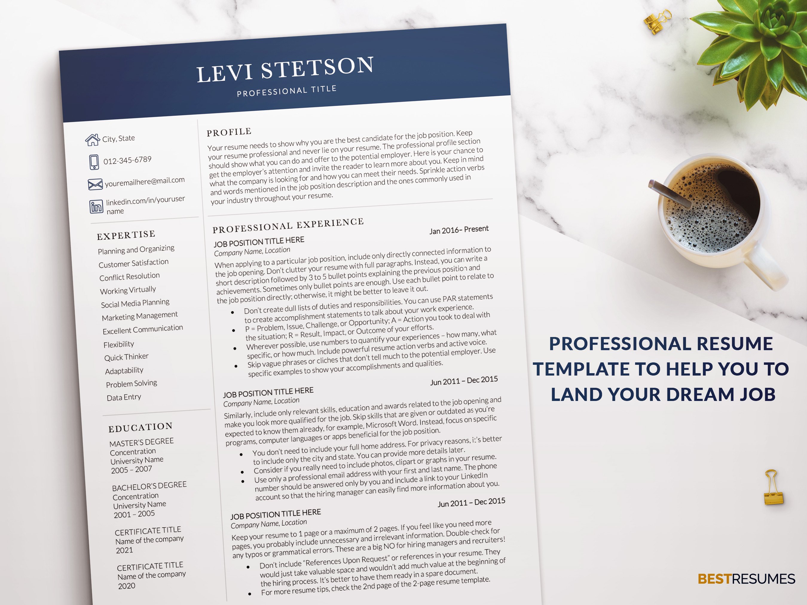 resume template word 1 page resume levi stetson 725