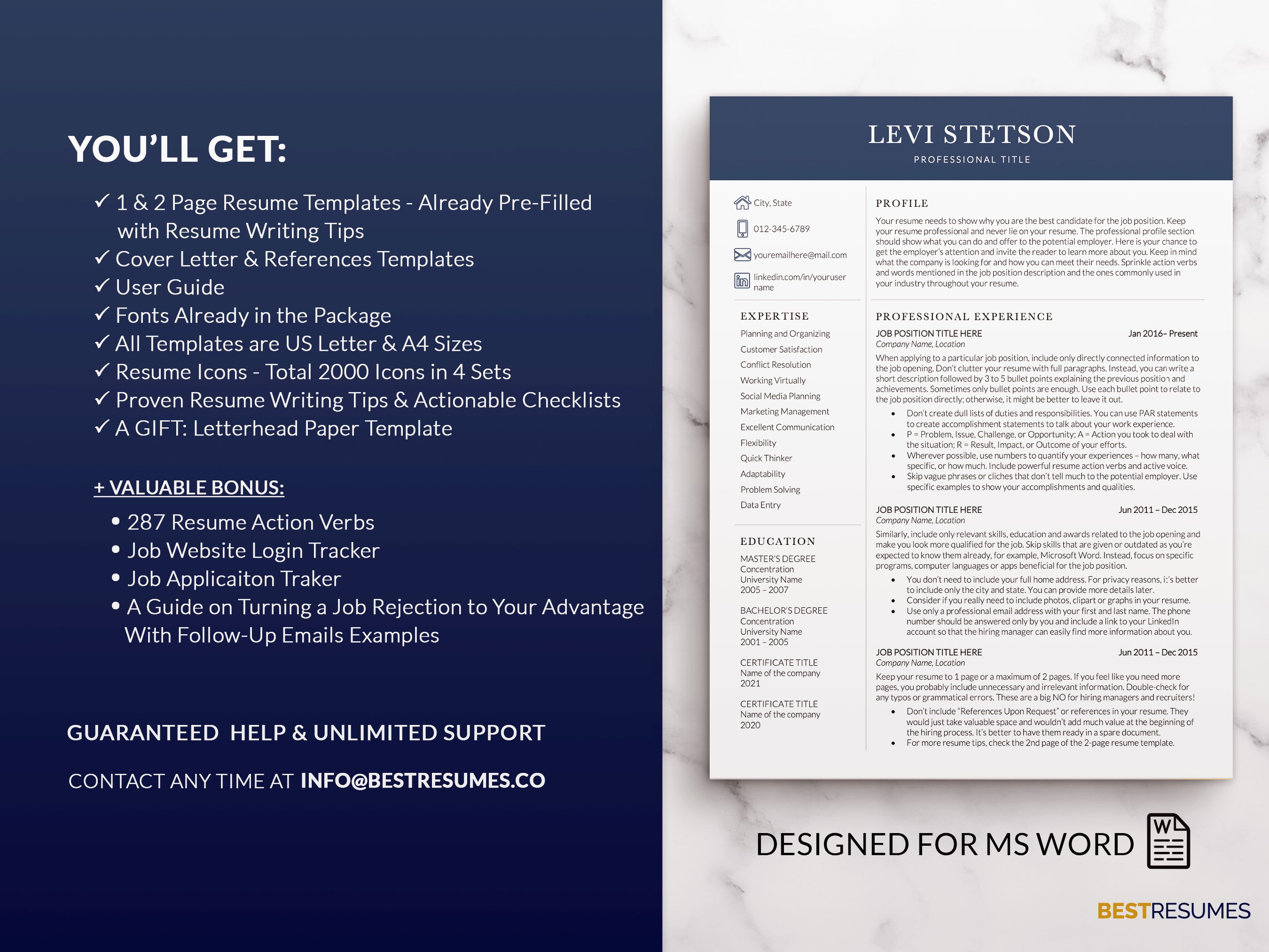 resume template word compact resume package levi stetson 927