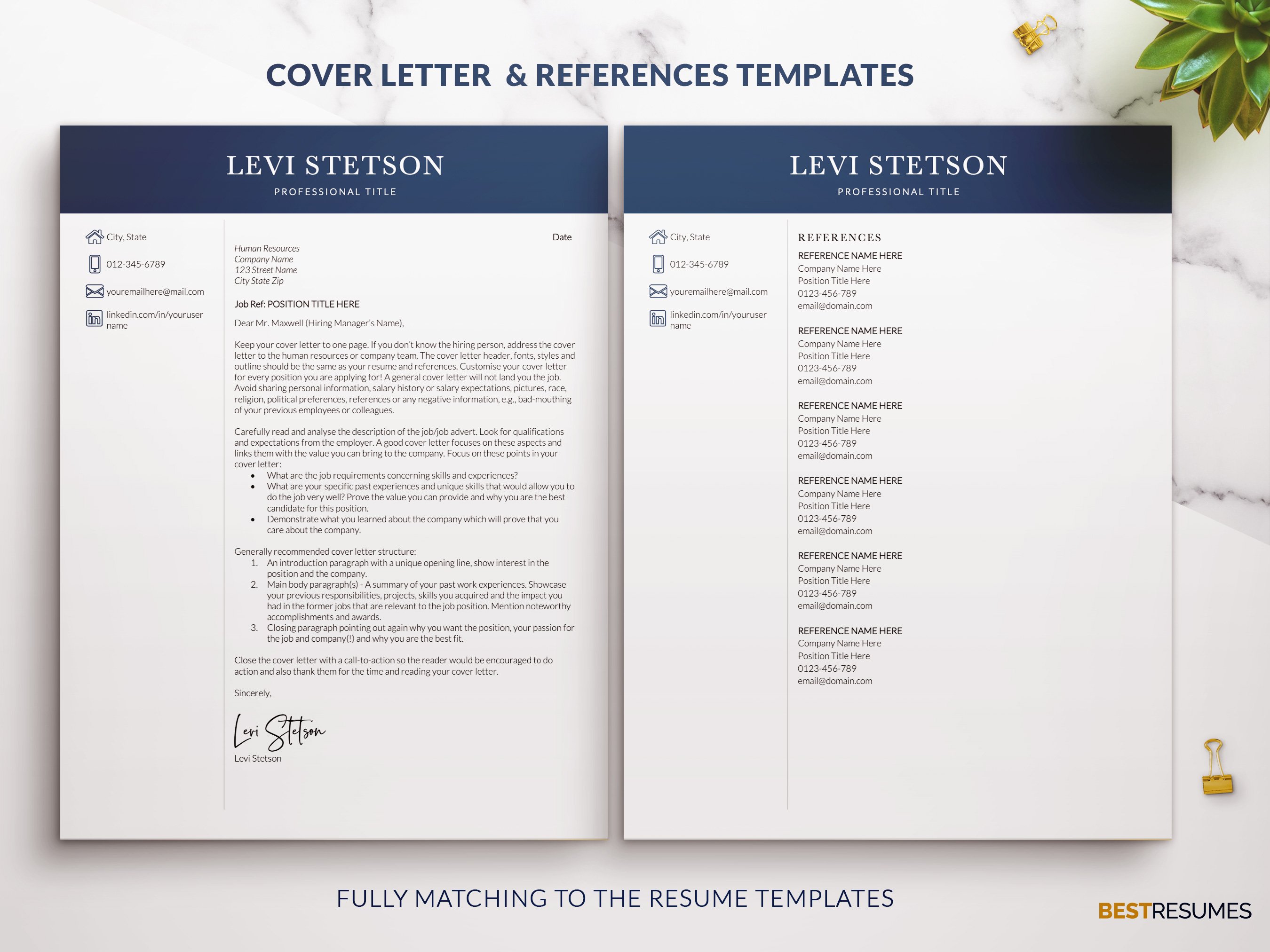 resume template word cover letter references levi stetson 695
