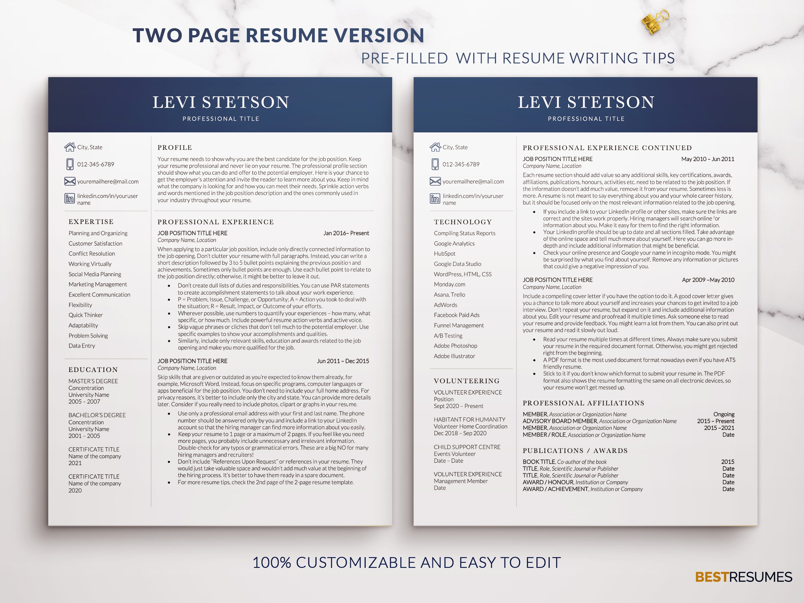 Clean Modern Resume Template Word preview image.