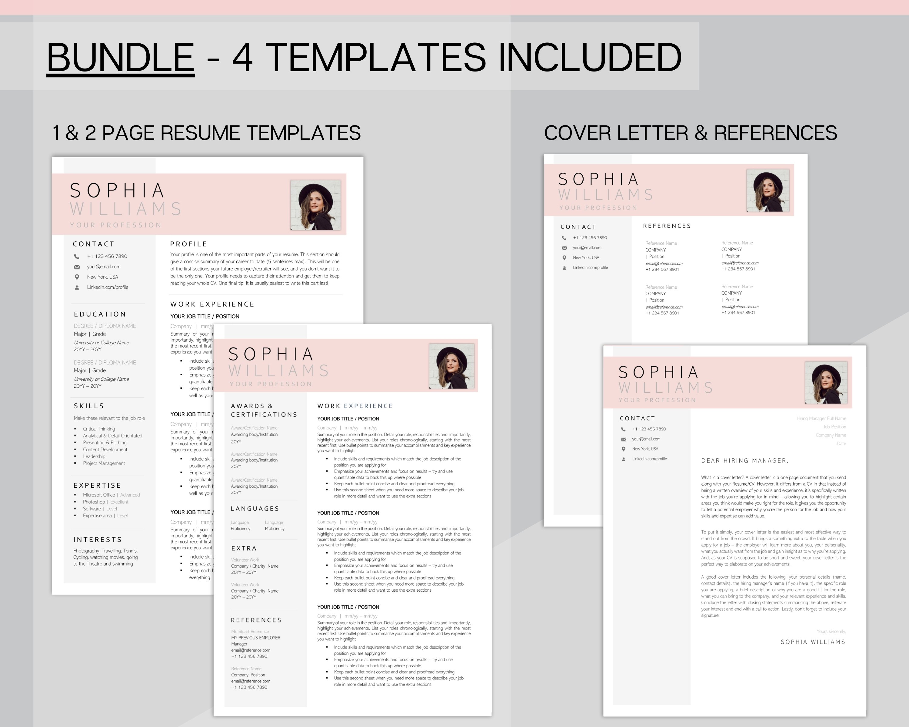 Resume Template Word, CV Bundle preview image.