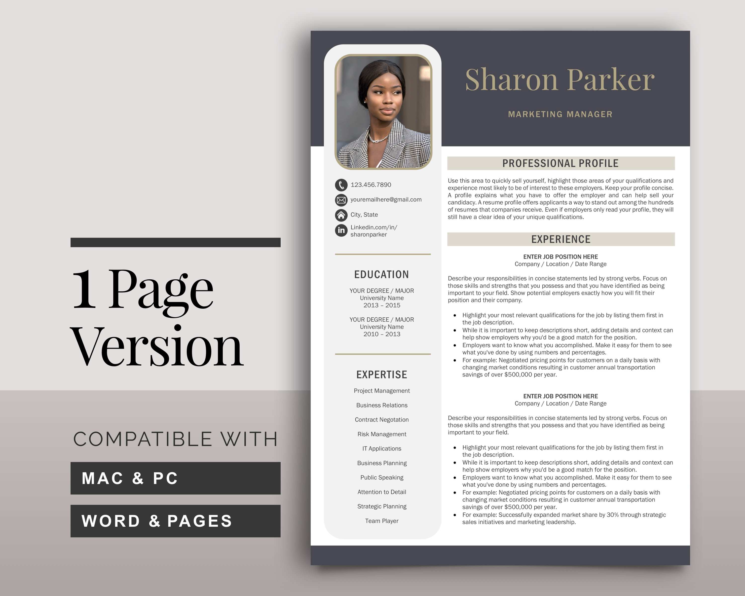 Resume Template + Cover Letter CV preview image.