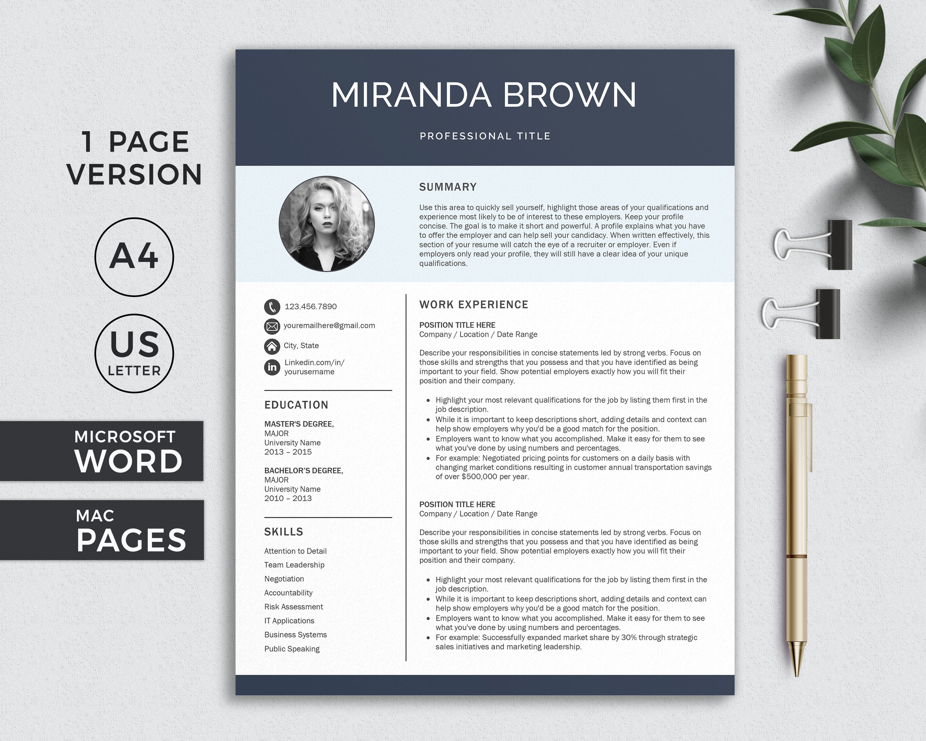 Resume with Photo / CV Template preview image.