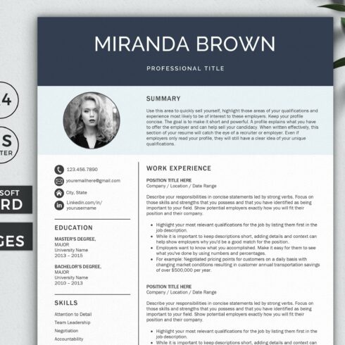 Resume with Photo / CV Template cover image.