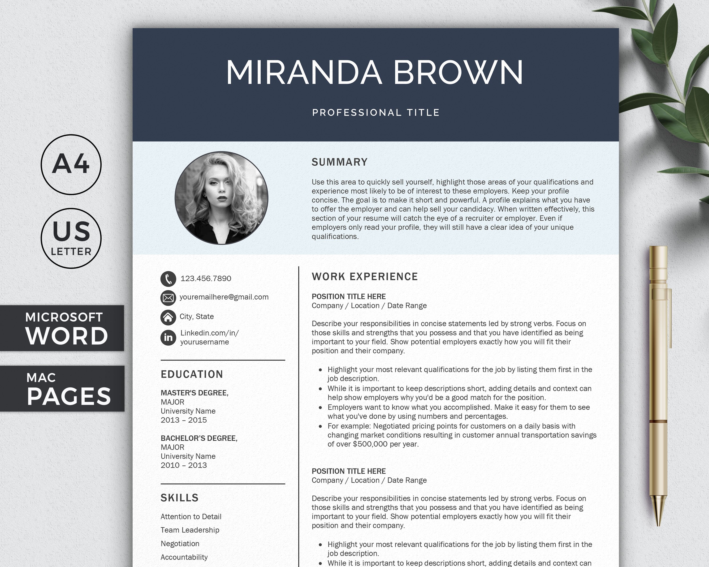 Resume with Photo / CV Template cover image.