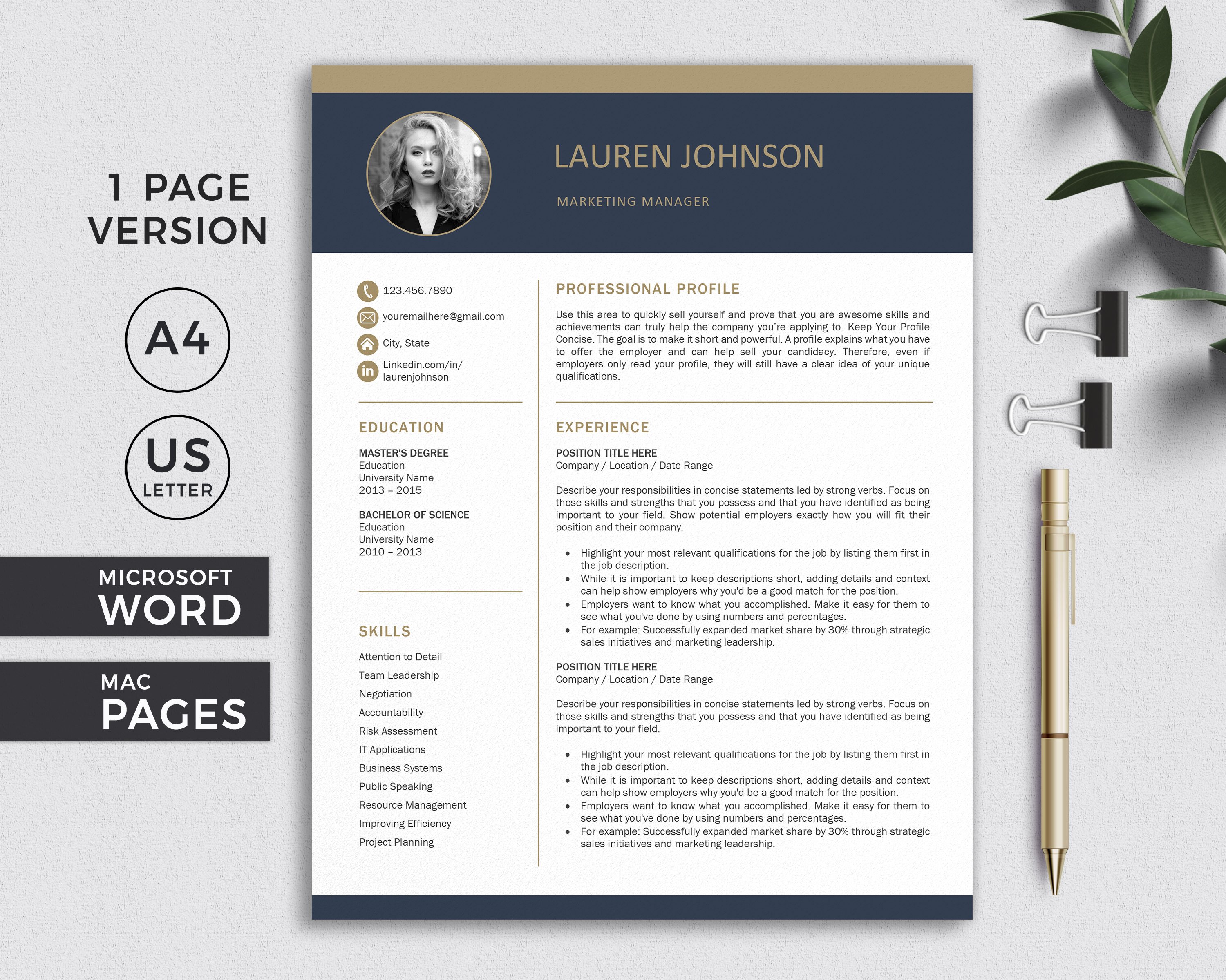 Resume Template | CV + Cover Letter preview image.