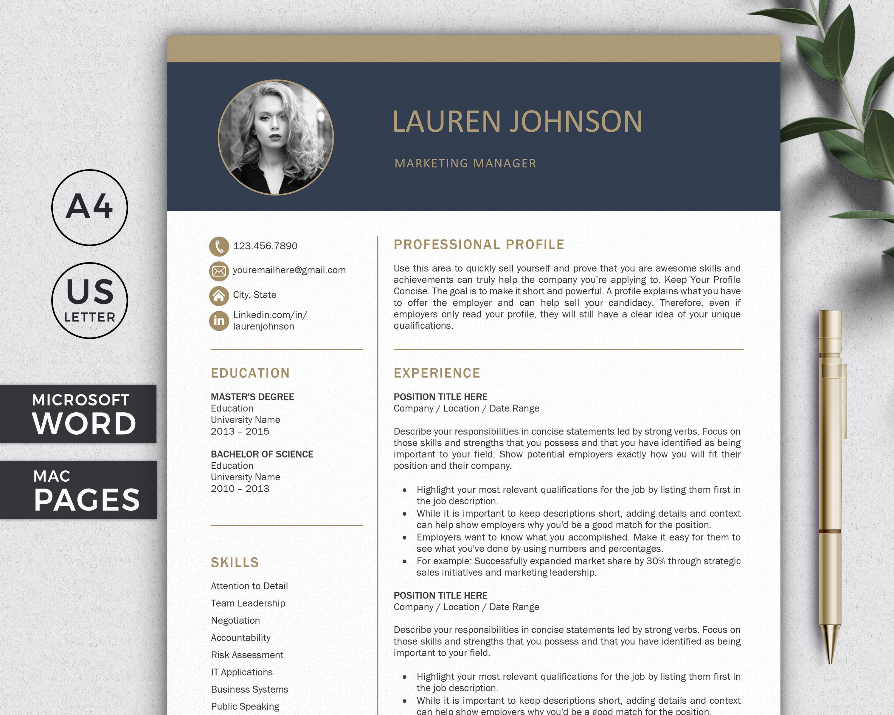 Resume Template | CV + Cover Letter cover image.