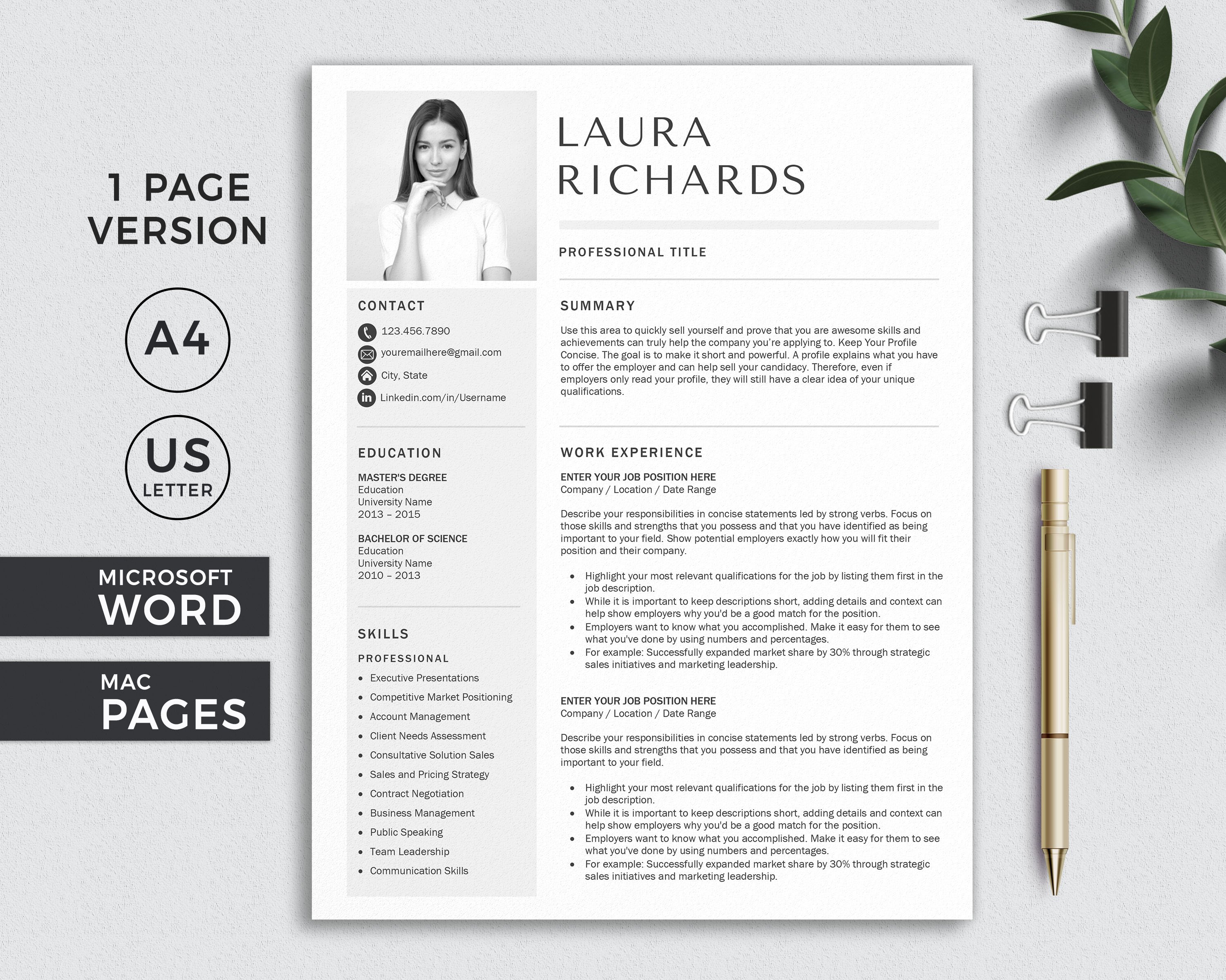 Resume Template CV + Cover Letter preview image.