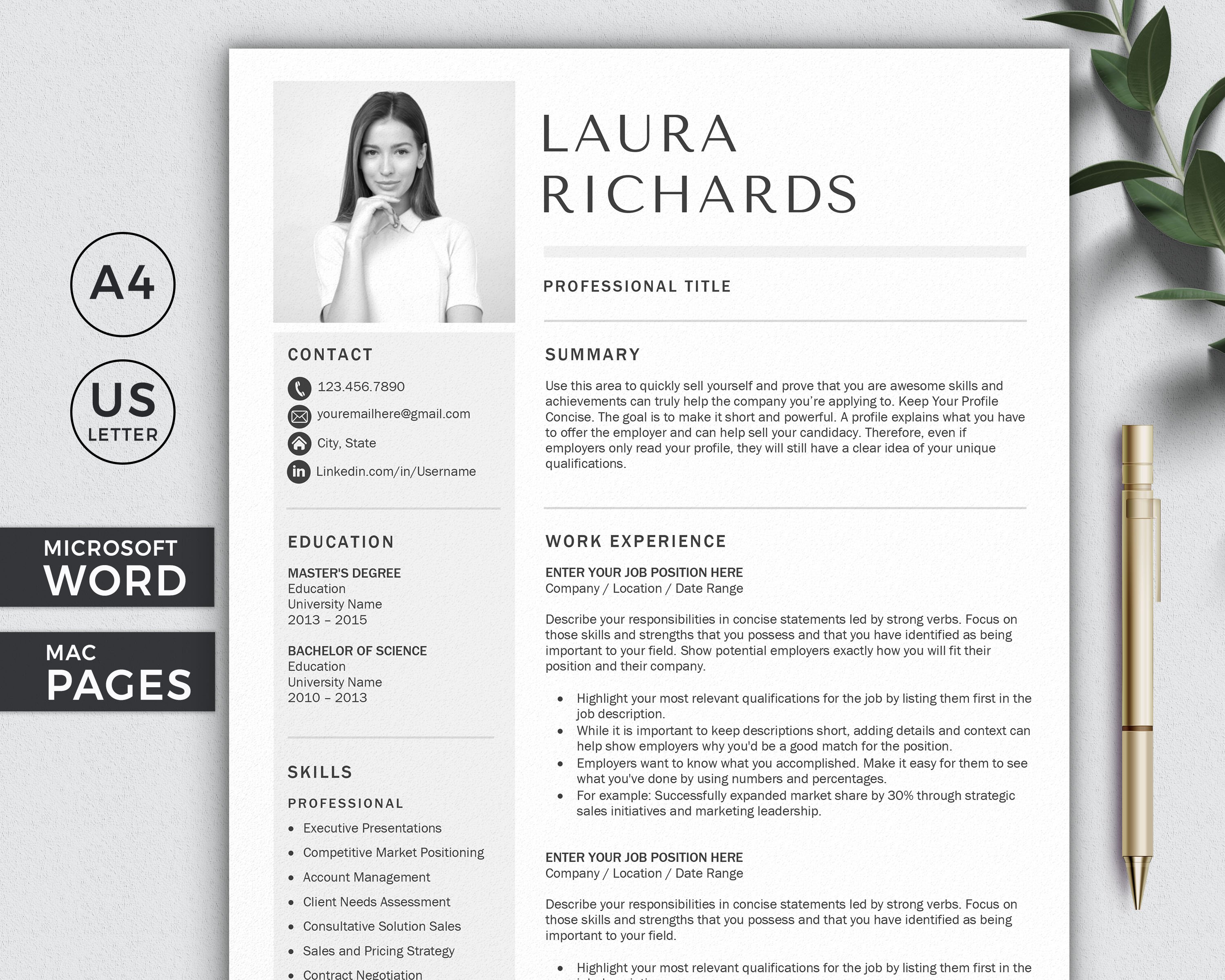 Resume Template CV + Cover Letter cover image.