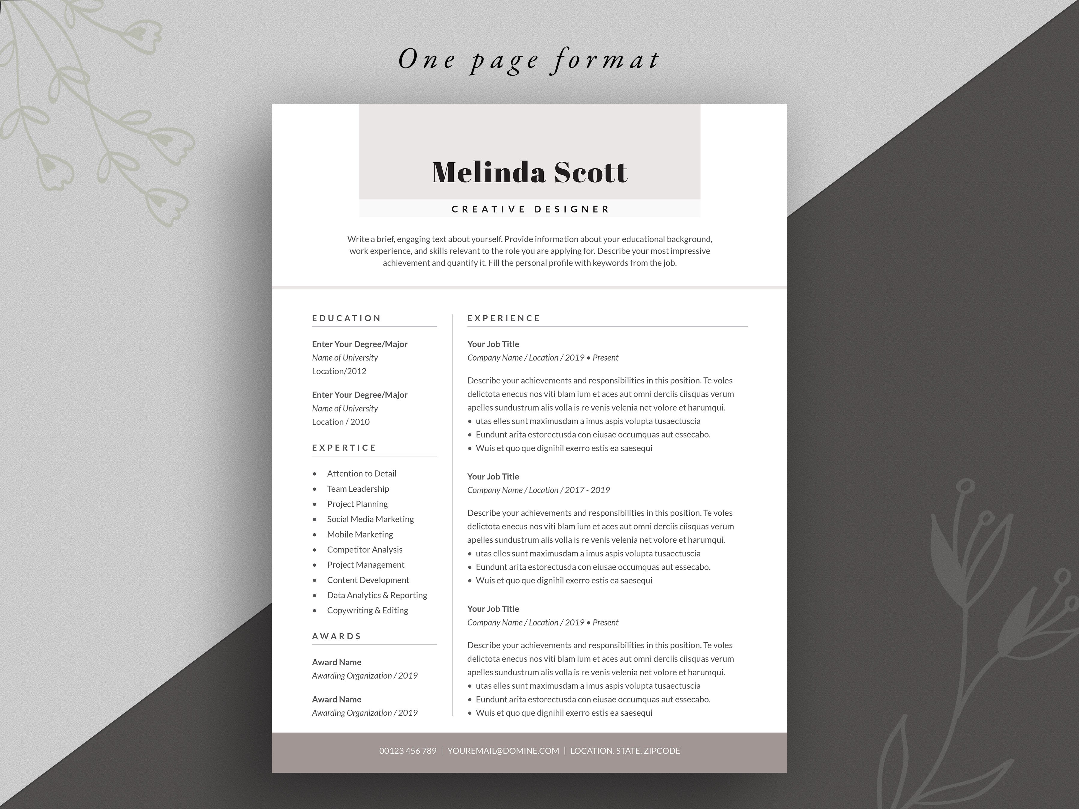 Resume Template Word and InDesign preview image.