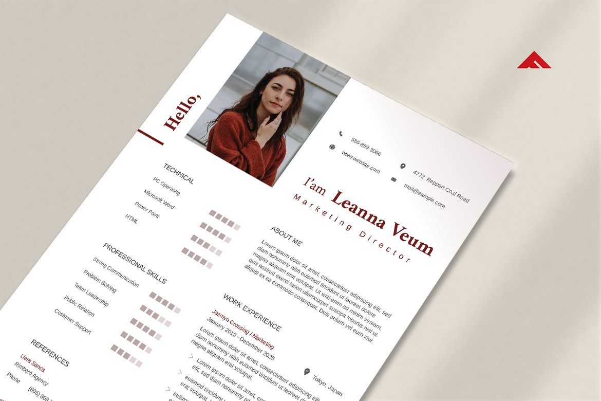 Marketing Resume Pro Template preview image.
