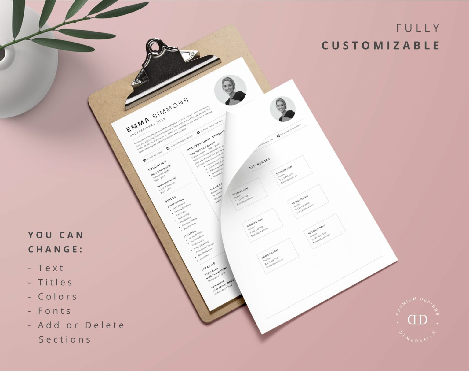 Compact One Page Resume Template Kit – MasterBundles