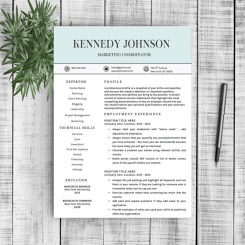 Resume Template "Kennedy" cover image.