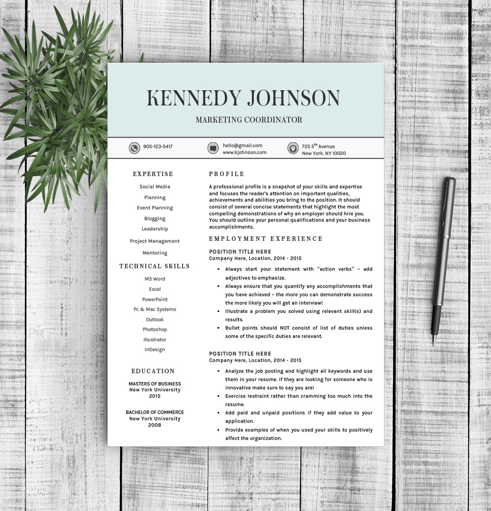 Resume Template "Kennedy" cover image.