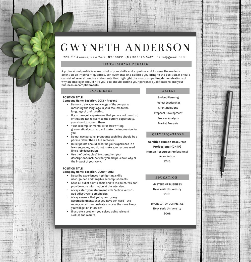 Professional Resume Template "Grey" cover image.