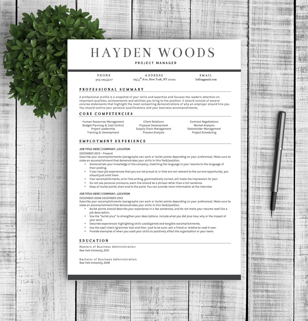 Resume Template "Hayden" preview image.