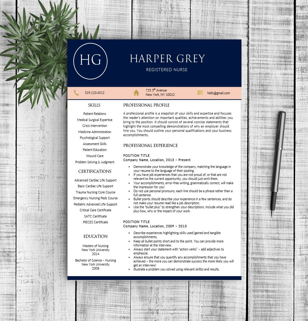 Professional resume with a blue and orange cover letter.