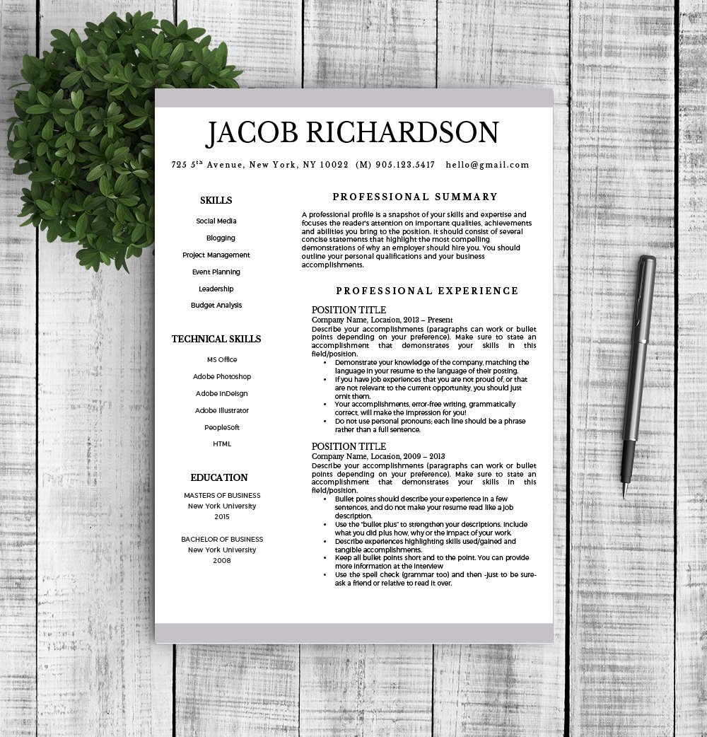 Professional resume template for microsoft.