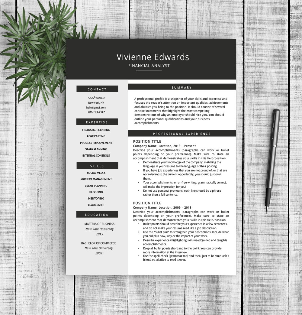 Resume Template "Vivienne" cover image.