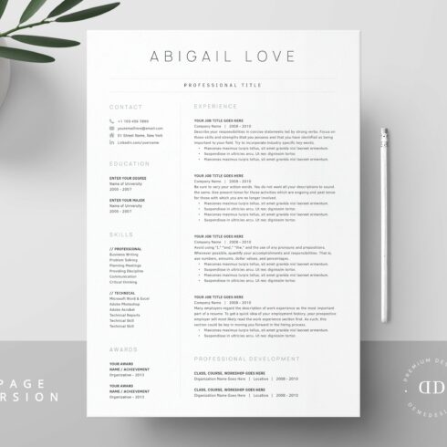 Clean Resume Pack | Word, Pages cover image.