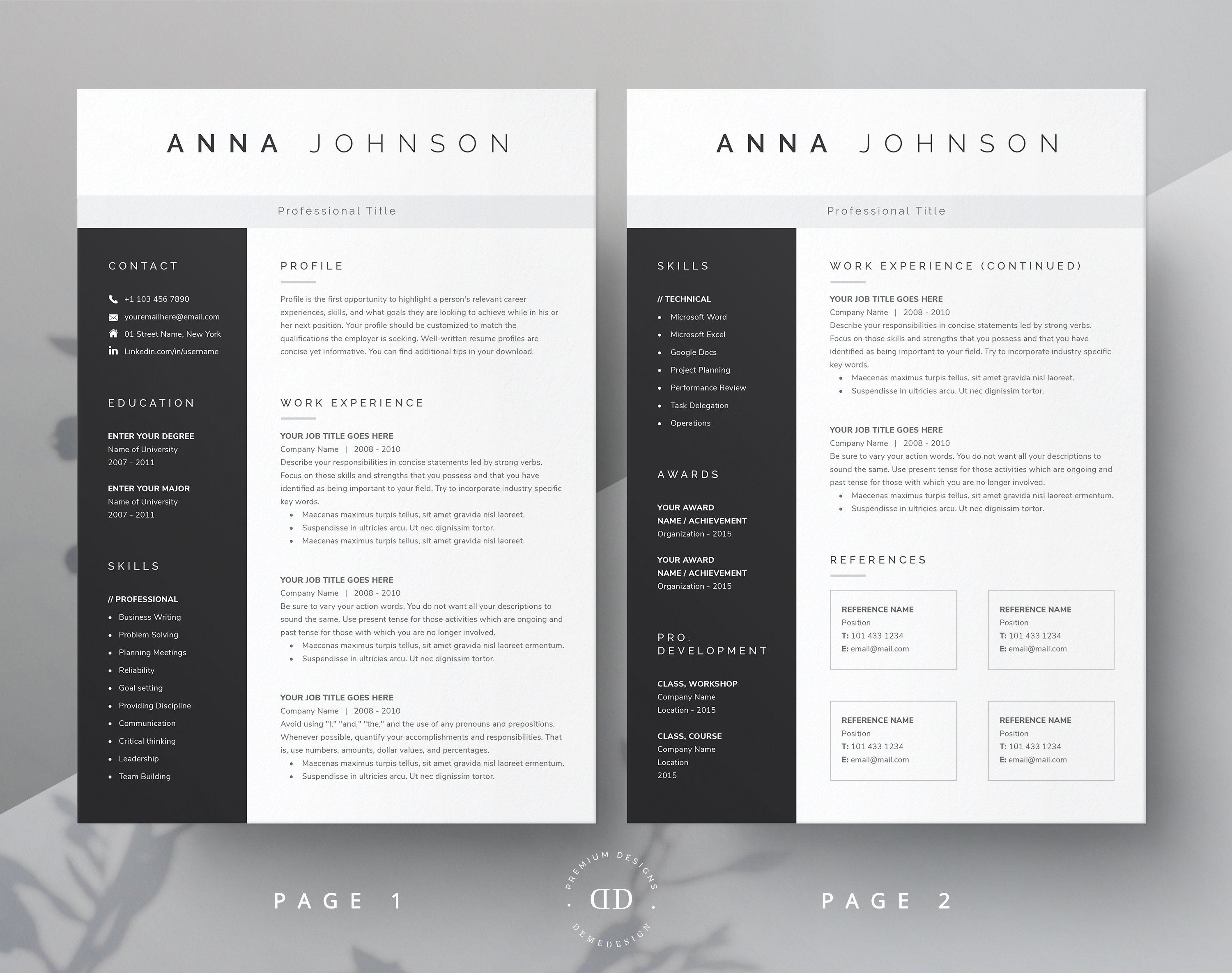 Modern Resume Template | Word, Pages preview image.