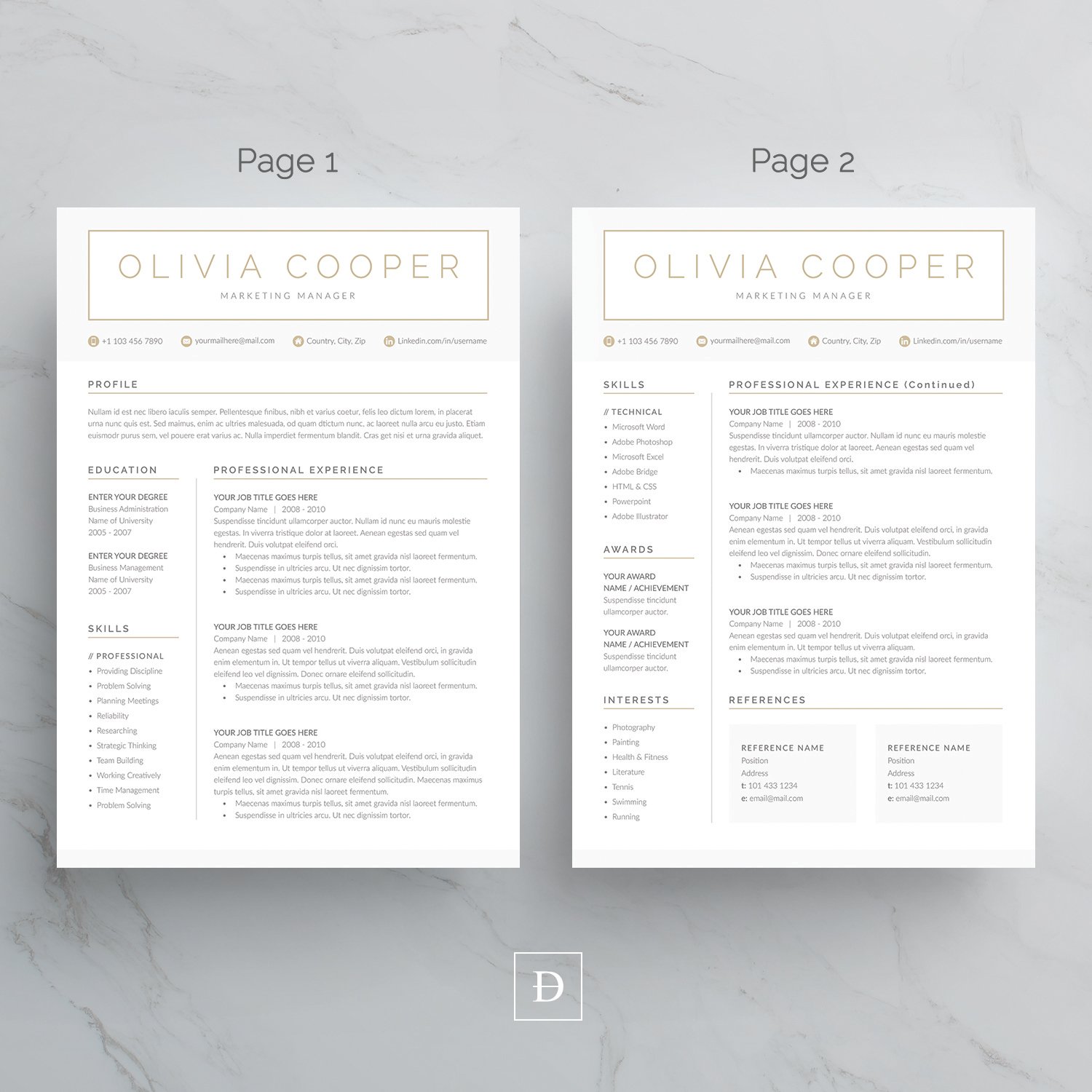 Word Resume & Cover Letter Template preview image.