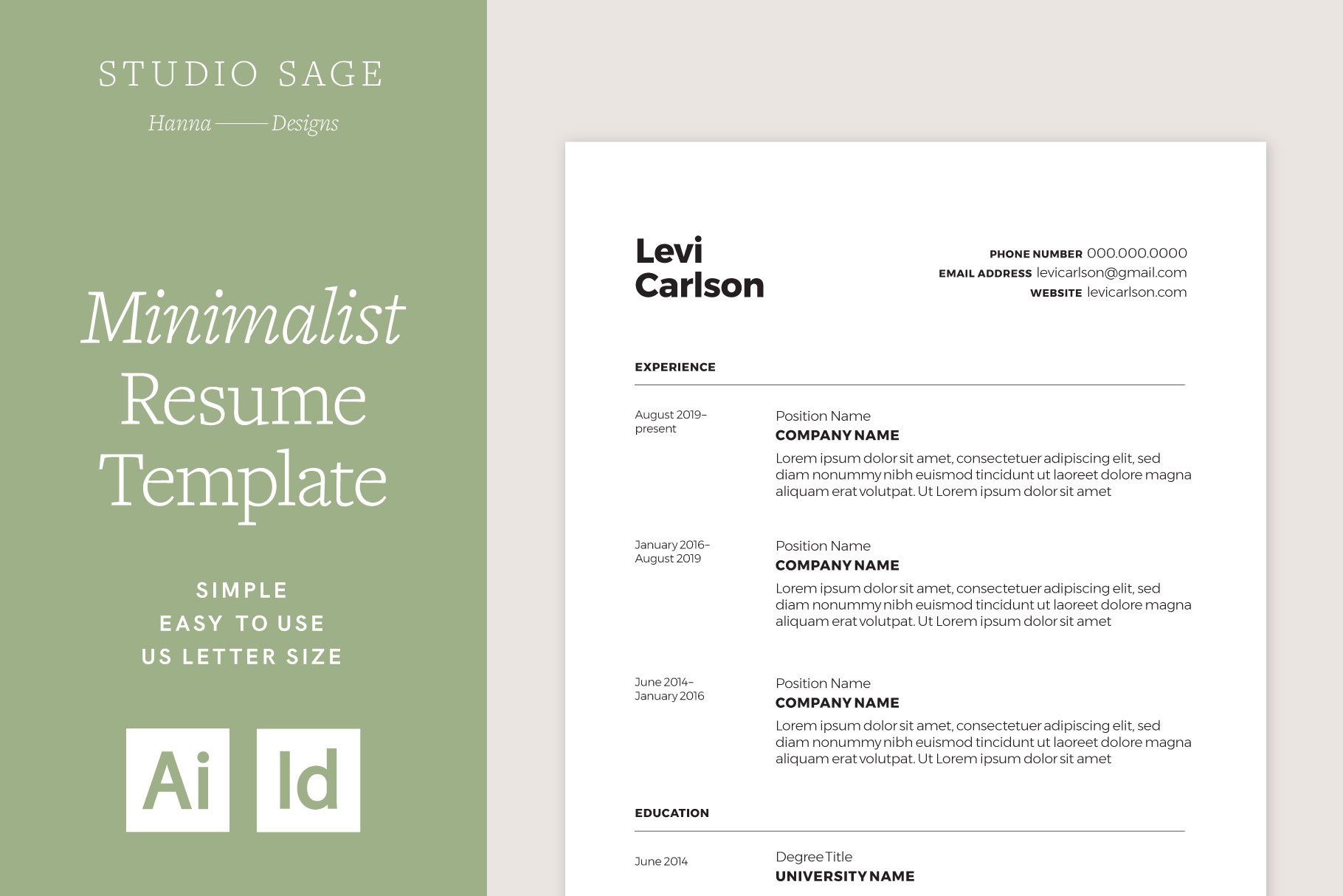Minimalist Resume Template cover image.