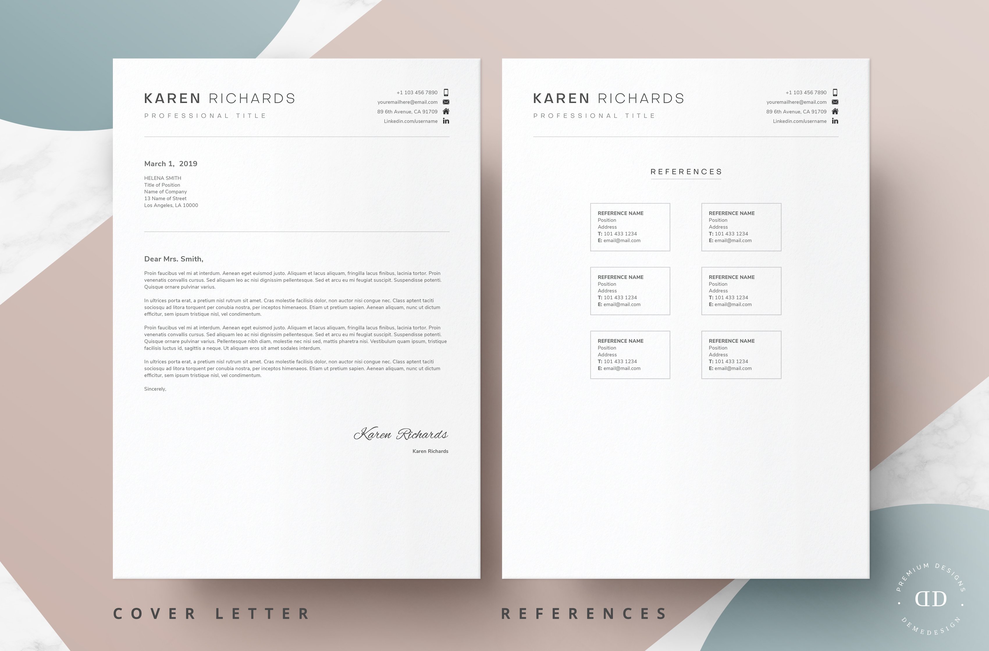 One Page Resume Template preview image.