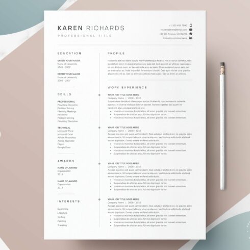 One Page Resume Template cover image.