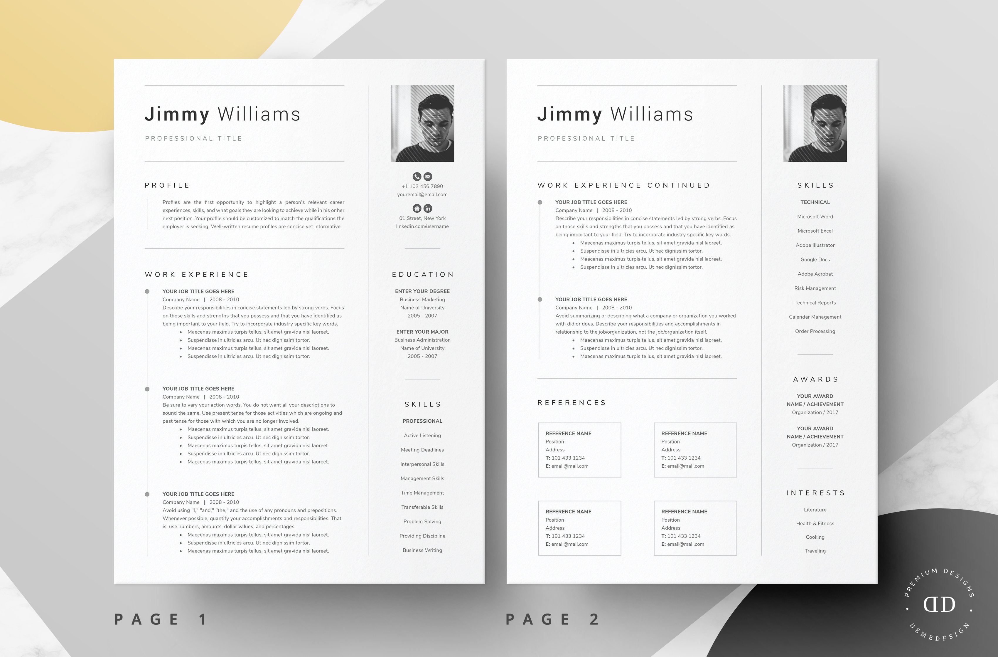 Word, Pages Resume Template Kit preview image.