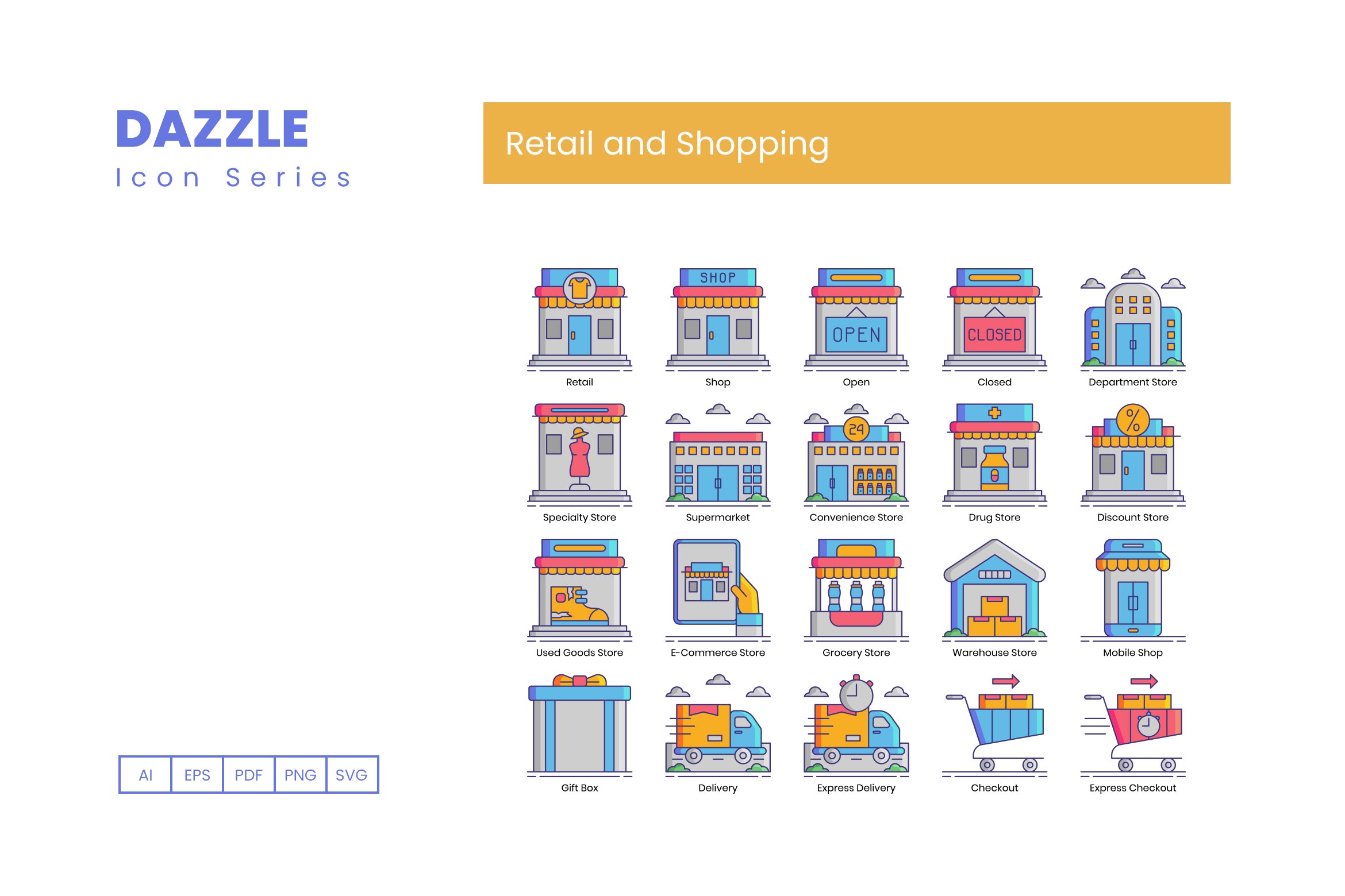90 Retail & Shopping Icons | Dazzle preview image.