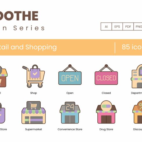 85 Retail & Shopping Icons - Soothe cover image.