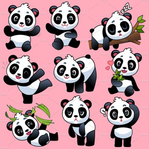 Cute panda. Adorable little asian cover image.