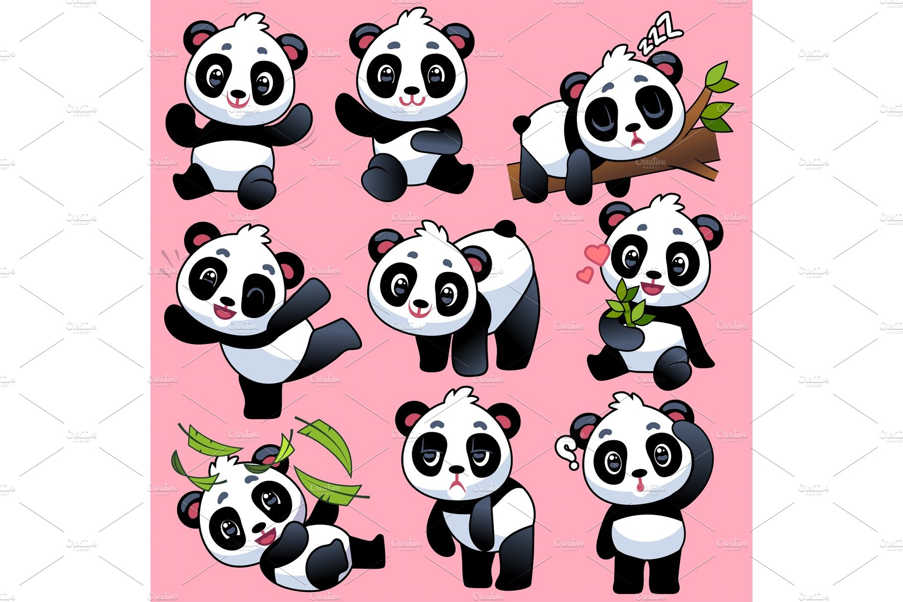 Cute panda. Adorable little asian cover image.