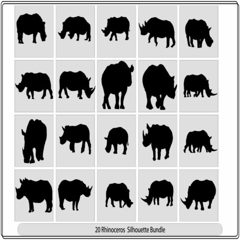 Rhino Silhouette,Rhino Silhouette Rhinoceros Symbol Set,African rhino silhouette Set of logos cover image.
