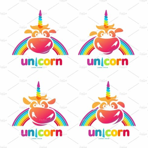 Unicorn illustration logo template cover image.