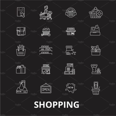 Shopping editable line icons vector cover image.