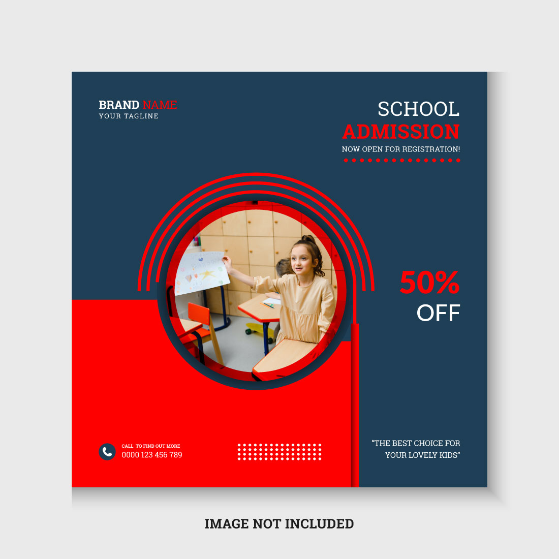 Back to school admission social media post template cover image.