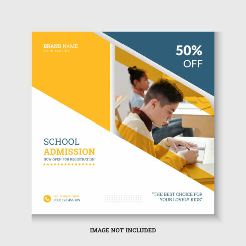 Back to school admission social media post template cover image.