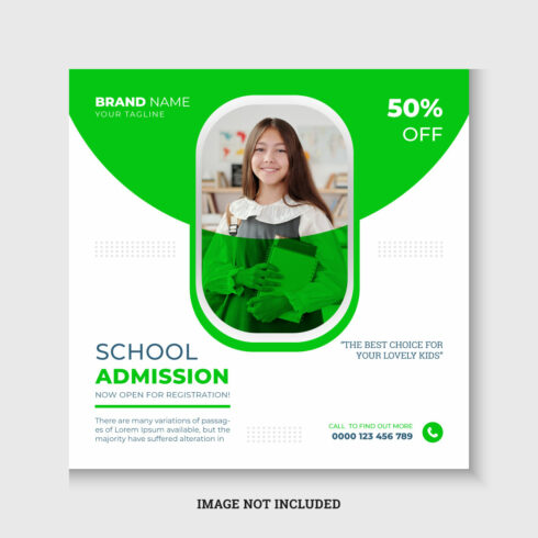 School education admission social media post design template cover image.