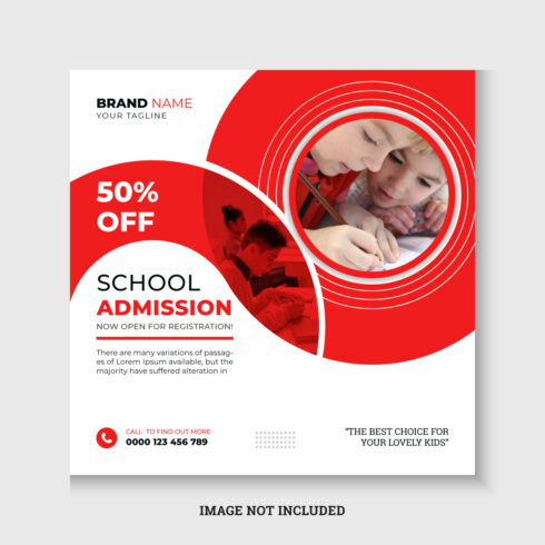 School education admission social media post design template cover image.