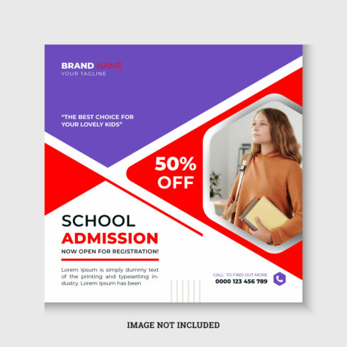 Back to school admission instagram post template cover image.