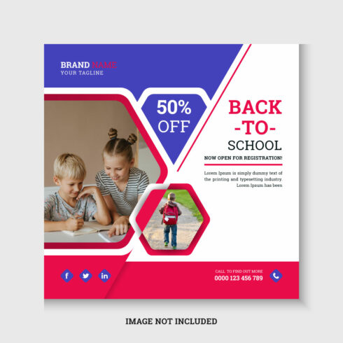 back to school admission web banner template cover image.